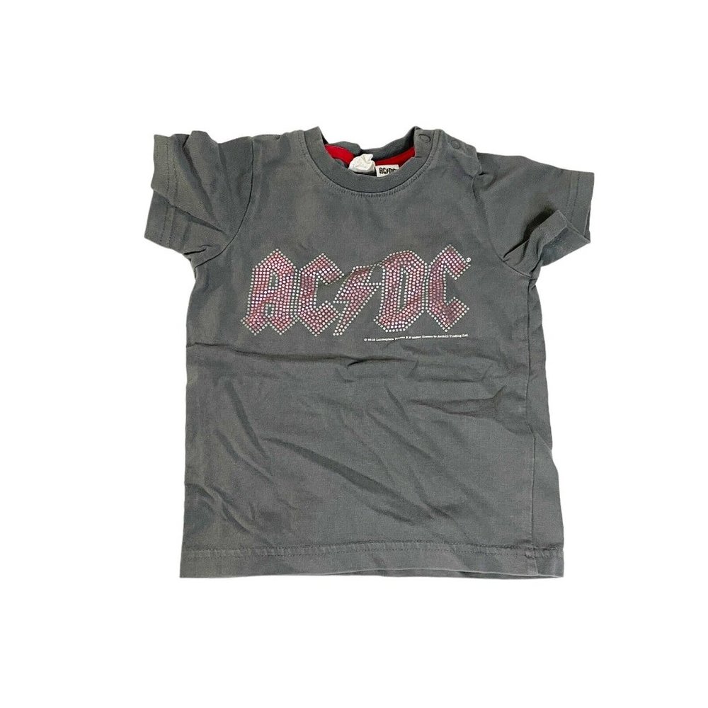 H&M Gray Short Sleeved ACDC Band Graphic Print Tee Sz 12-18 Month Girls